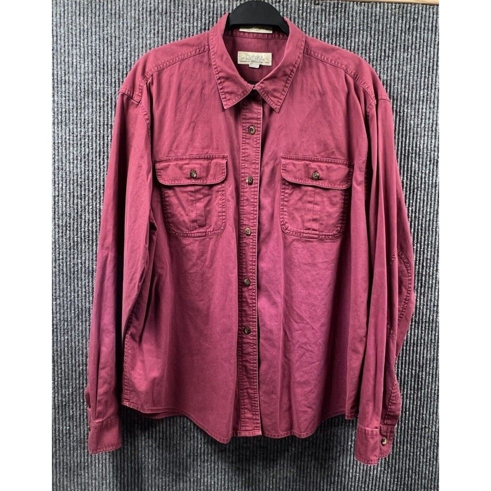 VTG Cabelas Shirt womens XL Red Soft Canvas Trail Button Down Workwear Outdoors